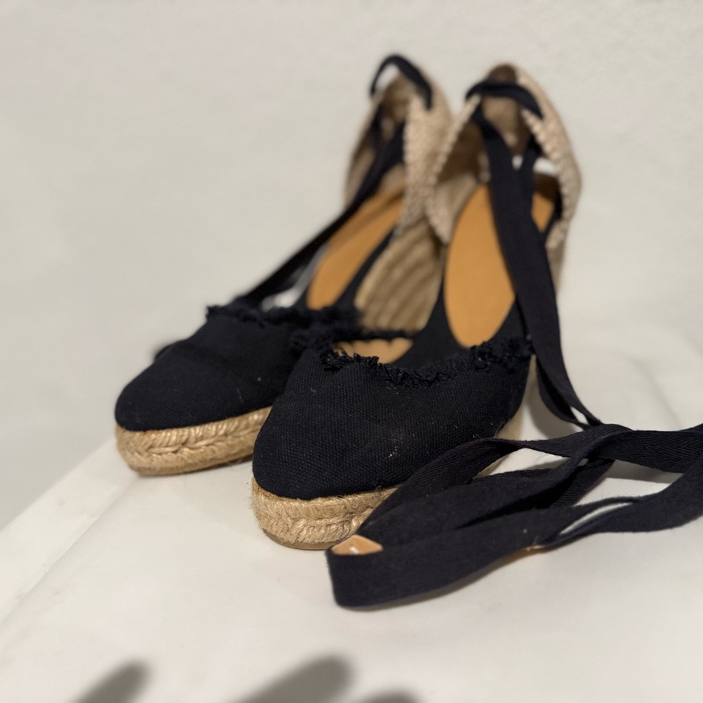 Castaner Navy Espadrille Wedges